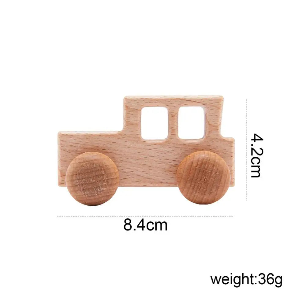 Décennie s de voiture en bois de hêtre pour bébé, jouets de dessin animé, Van dos Montessori, jouets de dentition pour enfants, cadeau d'anniversaire pour nouveau-né