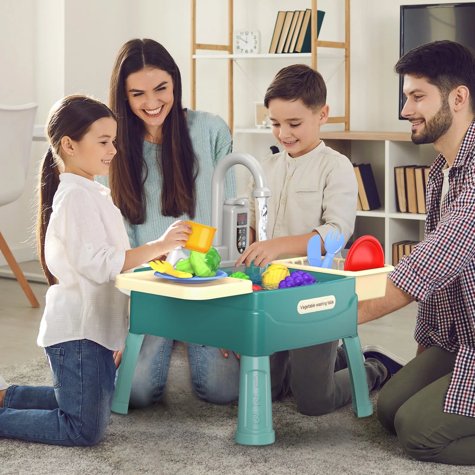 Jouets de lavage de légumes pour enfants, jeu à la maison, éducation précoce, simulation de cuisine, table à vaisselle électrique, sortie d'eau