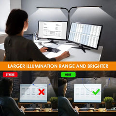 LED desk lamp with clip, dimmable reading lamp, 3 color temperatures, 10 brightness levels, USB clip-on table lamp