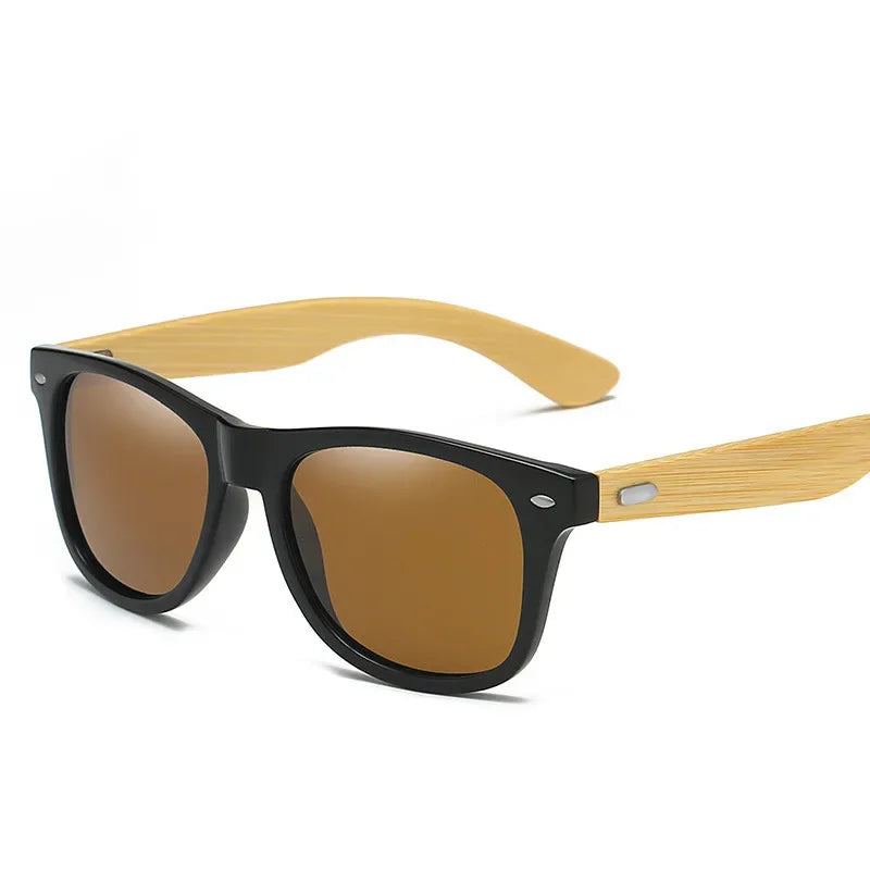 Lunettes de soleil en bois de bambou pour hommes et femmes, classiques, Non polarisées, UV400, Vintage, pour la conduite, noires, pour la pêche, UV400