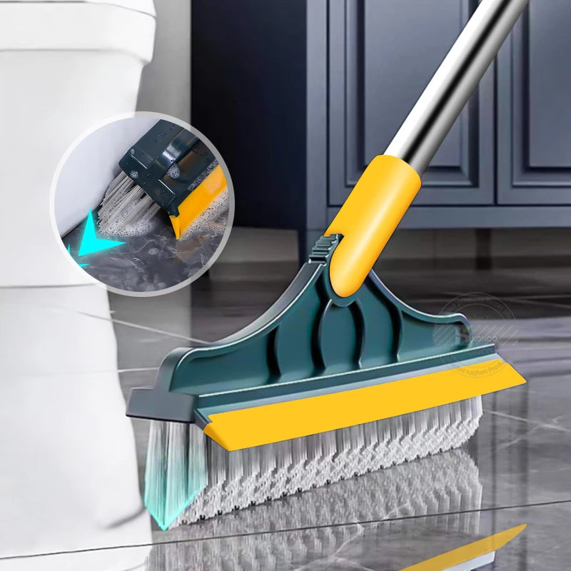 Brosse de nettoyage de sol 2 en 1, brosse de nettoyage à Long manche, essuie-glace amovible, balai magique, raclette, carrelage, outils de nettoyage de cuisine
