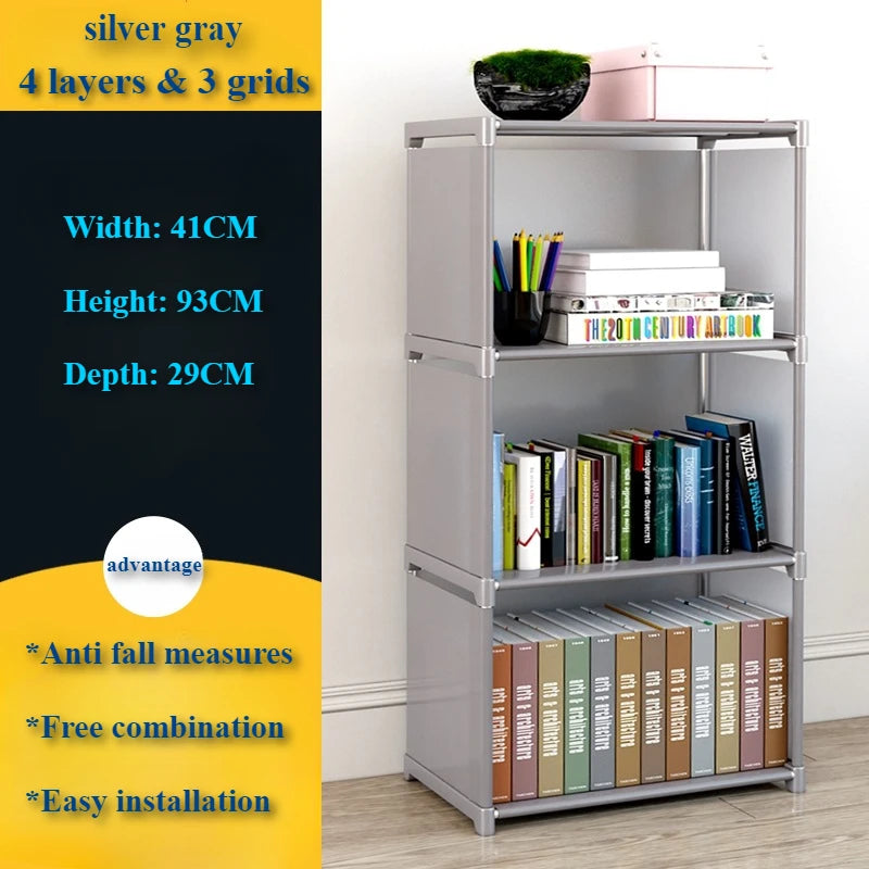 Simple storage shelf, multi-layered clutter storage shelf, bookcase organizer, easy assembly for bedroom or bookcase