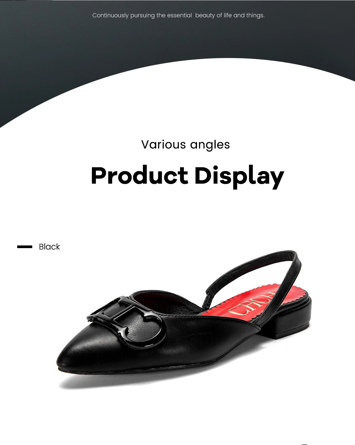 CHCH-Women's pointed flat-toe loafers, simple black sandals, business shoes, new, 2024