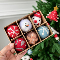 6 felt Christmas decoration balls, small hanging snowflakes, snowman garland, Christmas tree decorations, Christmas gifts