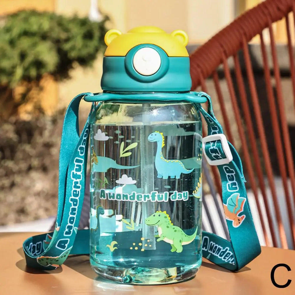 Bouteille d'Eau Portable avec Paille pour Enfant, Sans BPA, Étanche, pour l'Extérieur, 650ml