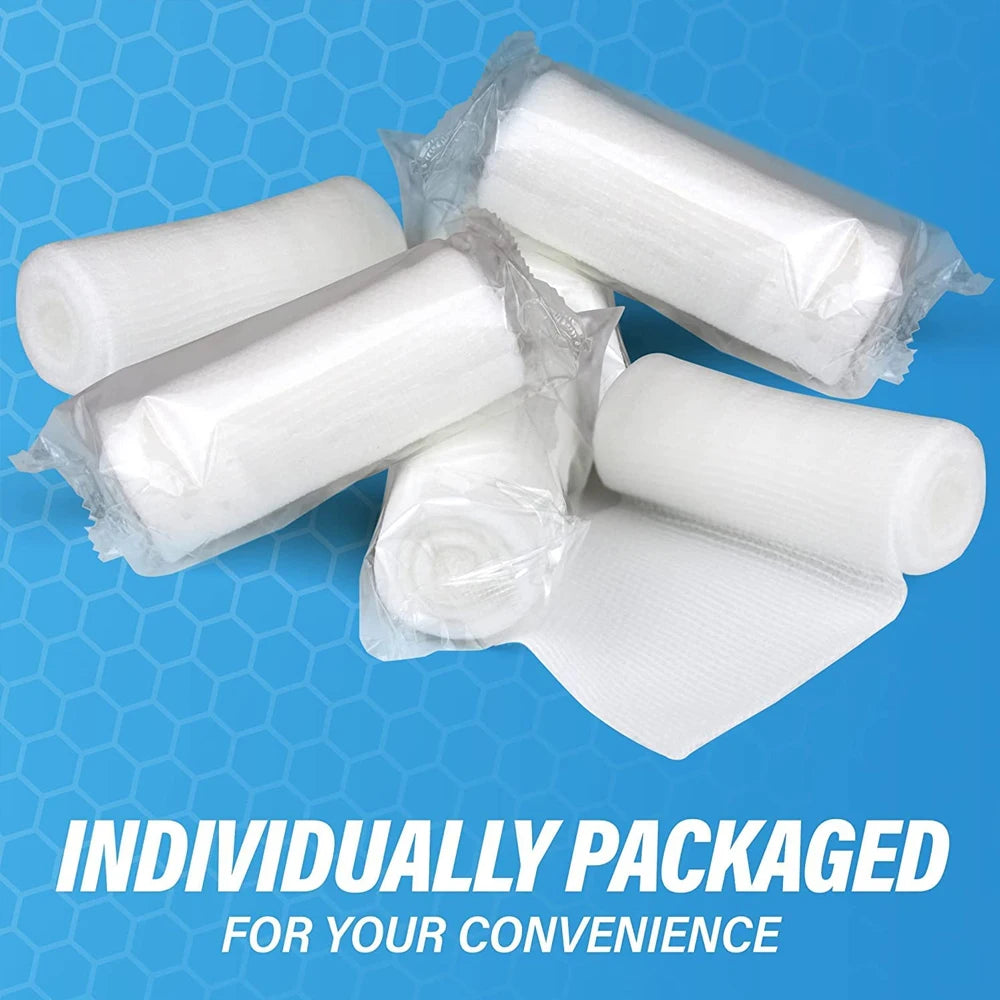 Rouleaux de bandage en gaze, bandages élastiques jetables, en coton respirant, pour soins des plaies, Kits de survie pour soins infirmiers, 1/3/5/6 rouleaux