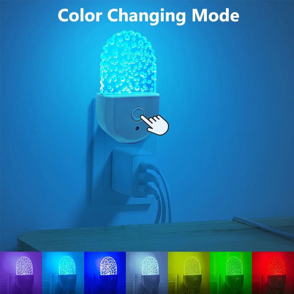 Veilleuses à brancher dans le mur, veilleuse à couleur changeante pour enfants, veilleuse LED RGB avec capteur du crépuscule à l'aube pour chambre d'enfants