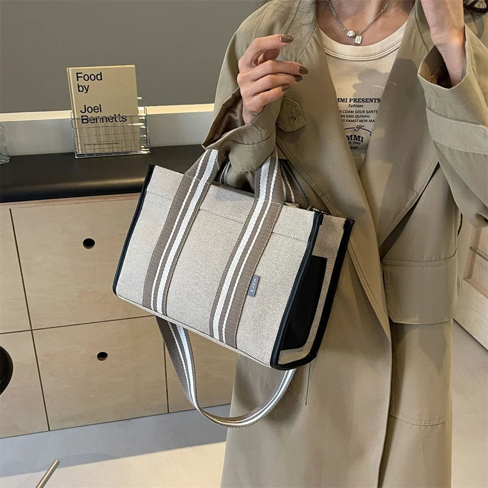 sac de luxe femme sac a mains femme sac bandouillère femme Sacs à main en tissu de lin pour femmes, sac à bandoulière rayé de grande capacité, sac fourre-tout de shopping, dernier document uni, lancé, qualité, 2024