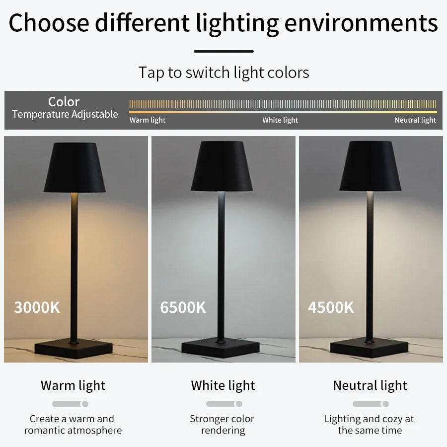LED lampe de bureau Usb lampe de Table Rechargeable sans fil tactile 3 couleurs bureau veilleuse Bar Restaurant créatif lumière ambiante décor