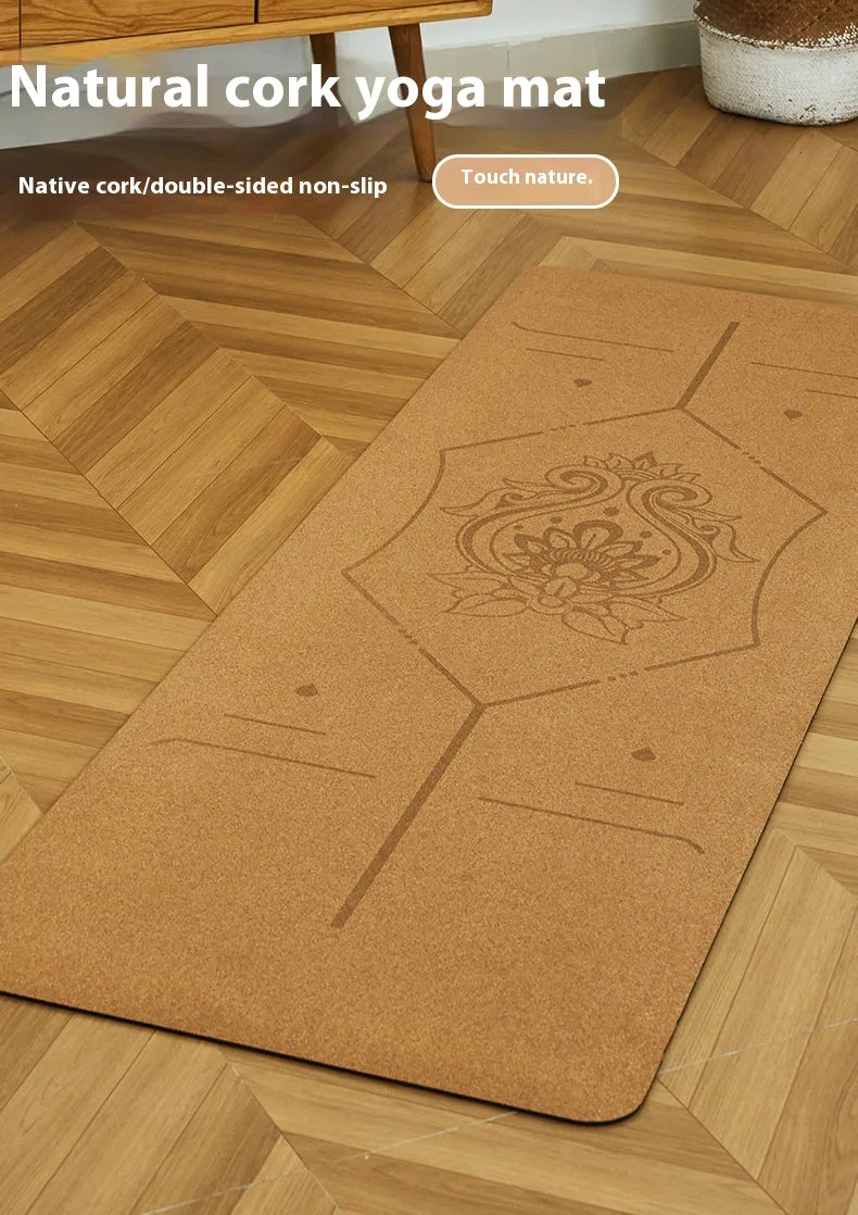 2025 Nouveau tapis de yoga de luxe en liège et caoutchouc naturel avec lignes d'alignement gravées au laser - Absorption des chocs, antidérapant, réduction du bruit