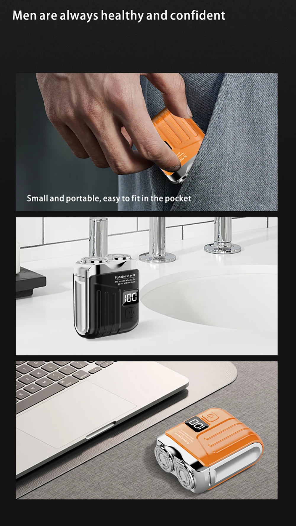 Rasoir électrique pour hommes, Mini tondeuse à barbe magnétique Rechargeable à Double tête, étanche, Portable, pour le visage