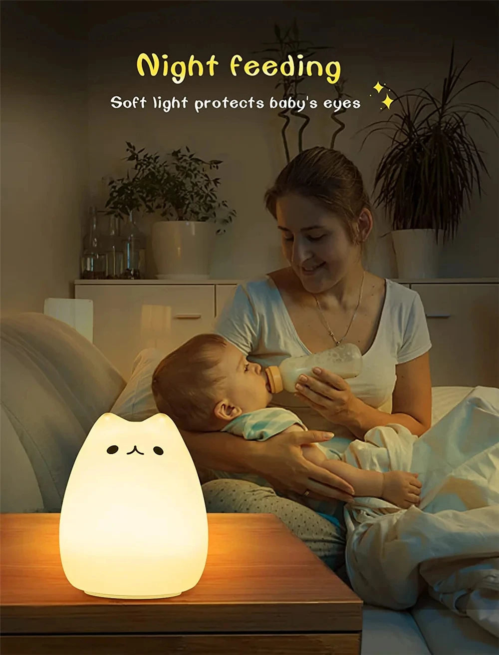 Veilleuse chat pour enfants lampe de nuit mignonne pour pépinière Squishy Silicone chat tactile lumières Portable cadeau pour enfants bébé enfants