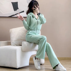 Ensemble de vêtements de sport décontractés pour femmes, sweat à capuche amincissant pour jeunes, tendance, deux pièces, en Polyester, manches longues, confortable, printemps automne