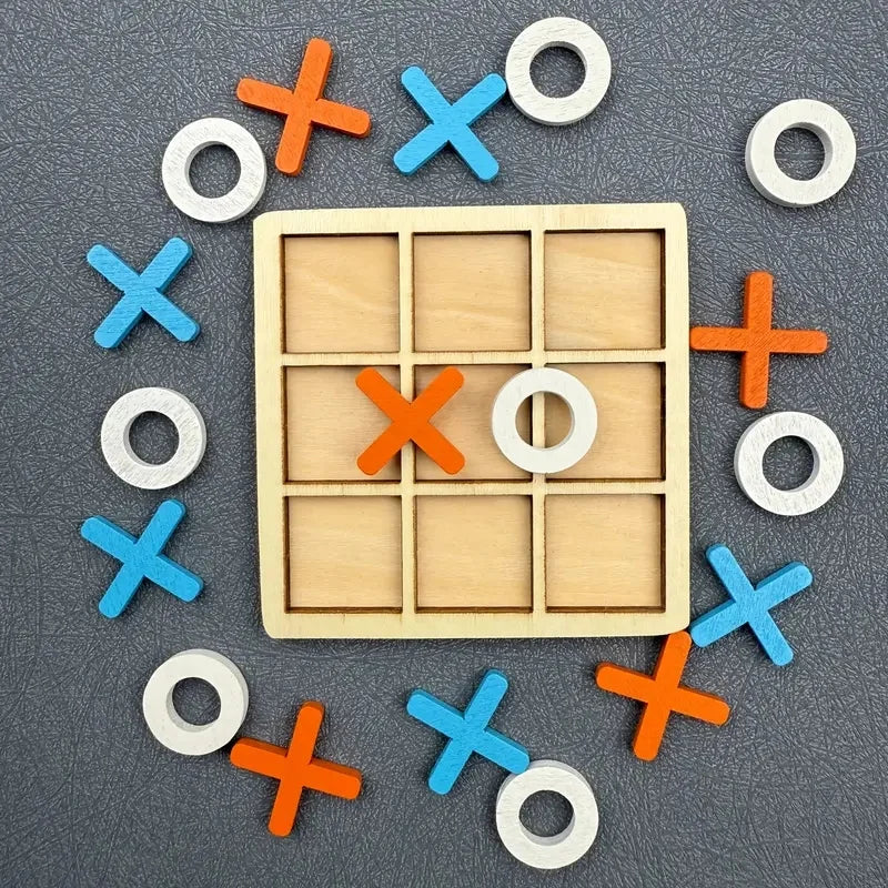 Jeu de puzzle Tic Tac Toe en bois pour deux joueurs, jeu de société interactif de logique et de stratégie, fête de famille, anniversaire, cadeau pour garçons et filles