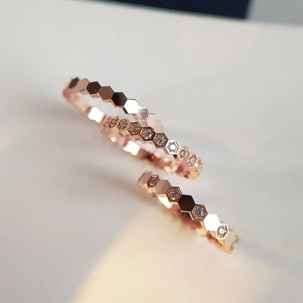 Bagues de fiançailles pour femmes, Design Simple, à la mode, pour mariage, couleur or Rose/argent, bijoux