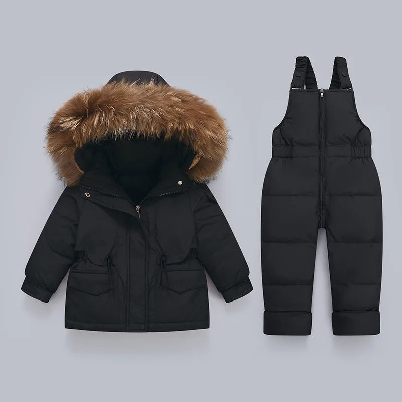 Ensembles de vêtements pour tout-petits, combinaisons de neige d'hiver pour bébés filles, doudounes chaudes, combinaisons à capuche en fourrure optique, combinaisons trempées, 0-3 ans