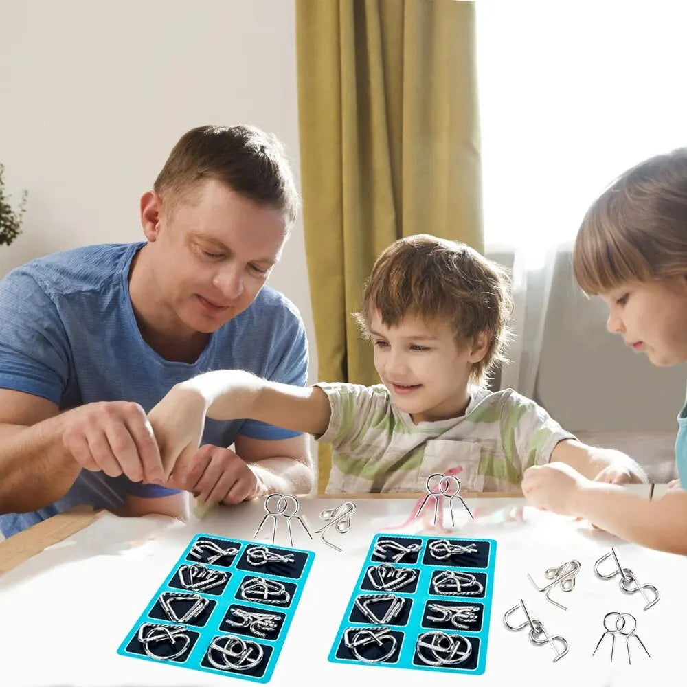 8 Pcs Baguenaudier Série Métal Jouets Éducatifs Intelligence Boucle Ensembles Déverrouiller Décompression Enfants Jouets