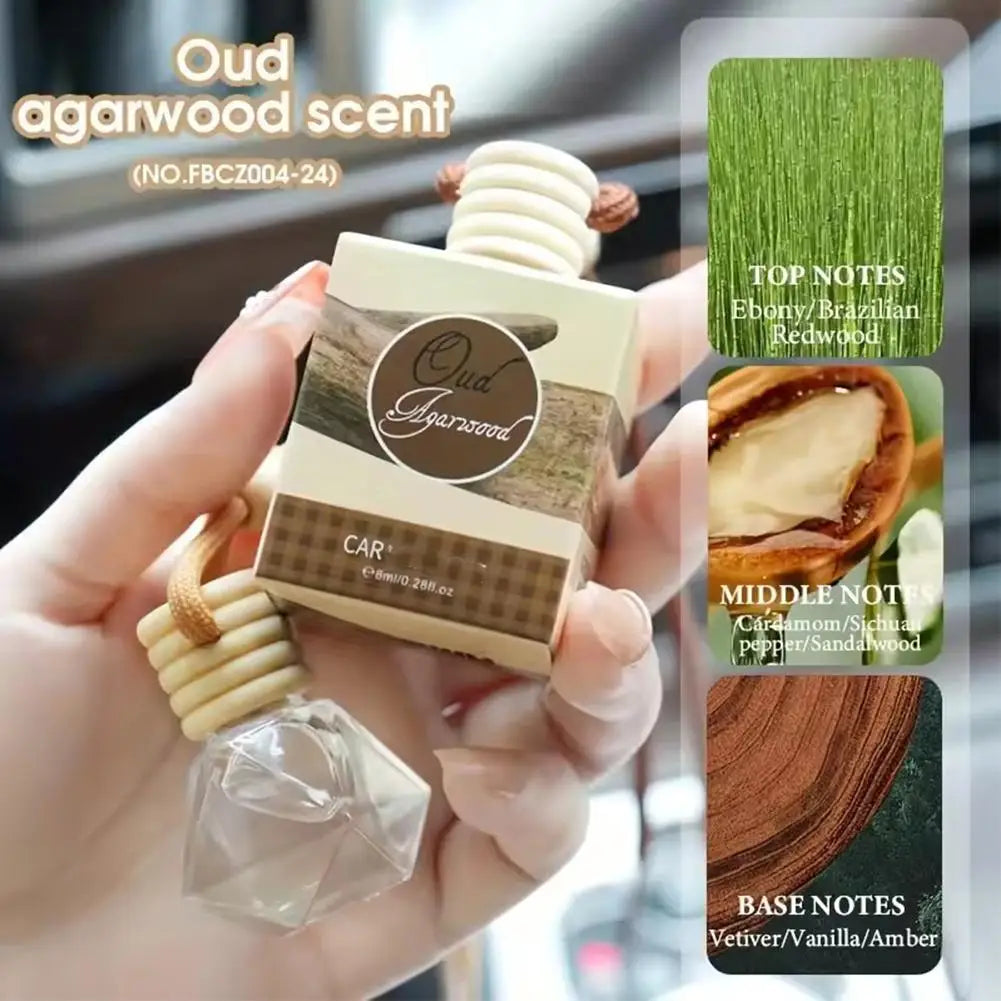 Diffuseur d'aromathérapie pour voiture, bouteille en verre suspendue, désodorisant automatique pour huiles essentielles, décor d'ornement de parfum de voiture naturel