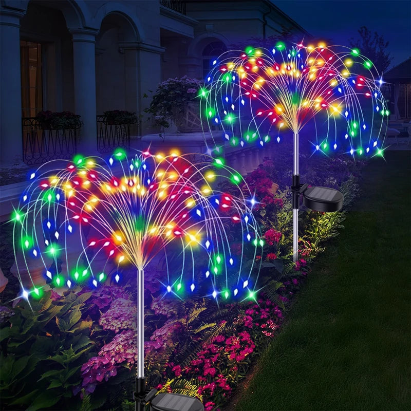 Le Patio solaire extérieur 420LED allume les lumières imperméables de paysage de fleur de feu d'artifice pour la voie de pelouse de cour
