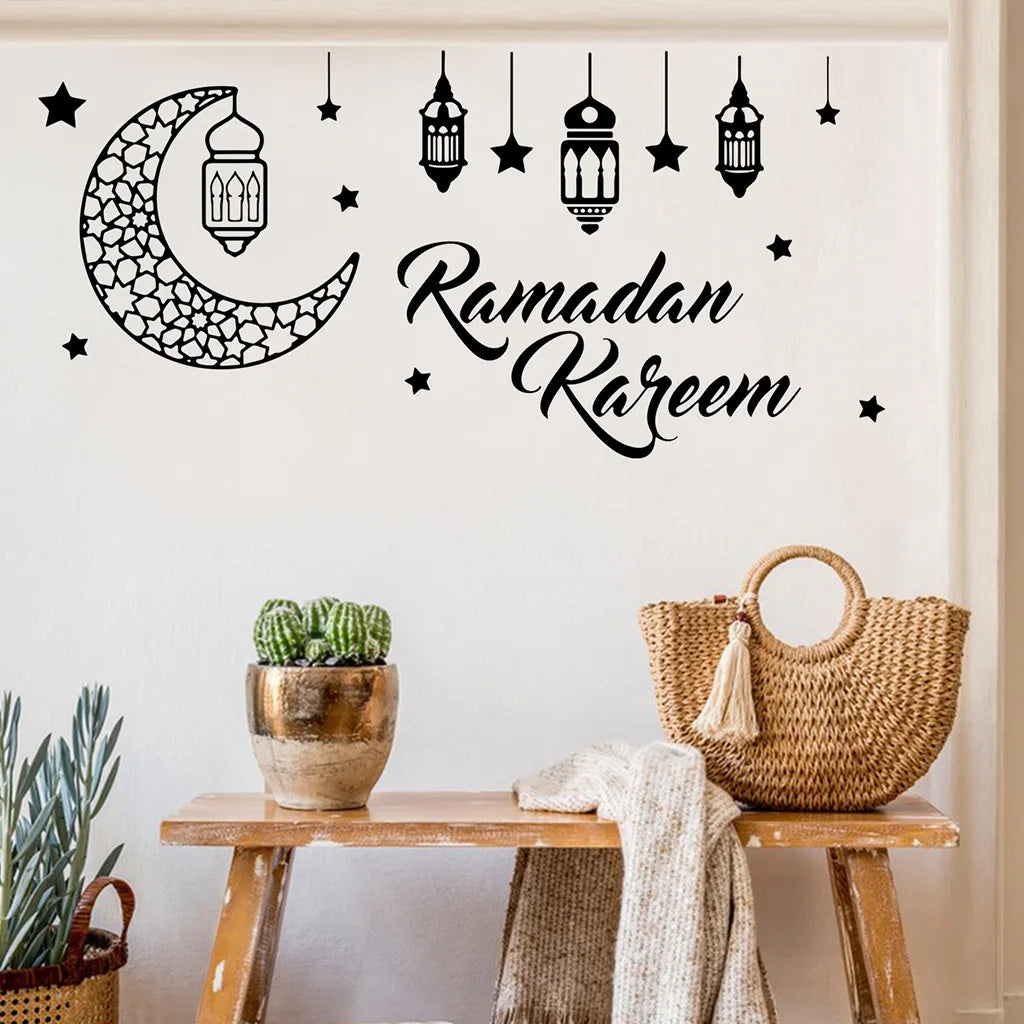 Ramadan wall stickers for wall decoration, Islamic Muslim wall stickers, Eid Mubarak, lantern, moon, star, window, Ramadan