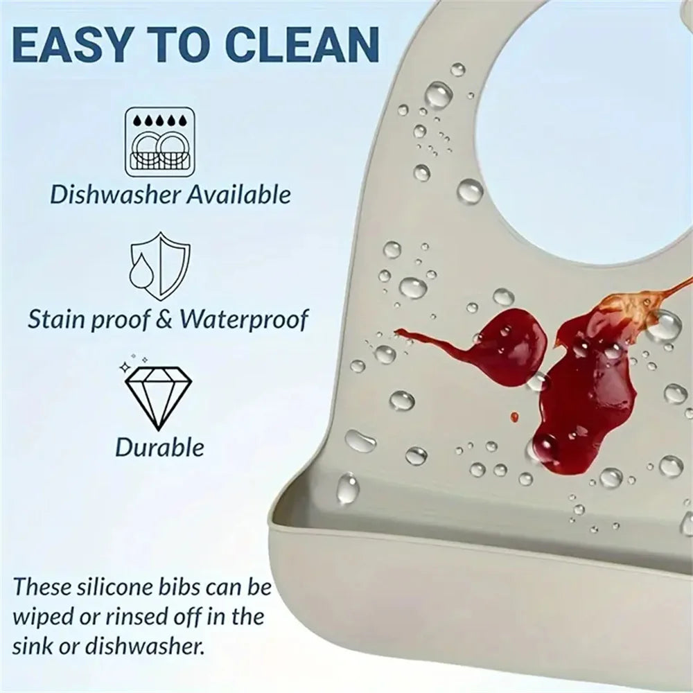 Grands bavoirs imperméables en Silicone pour adultes, de qualité alimentaire, avec poche, aide à l'alimentation, pour hommes et femmes âgés, accès aux vaisselle Portable