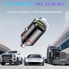 Smart car charger with mini rib ring, USB + PD port, GNE charger, PD30W