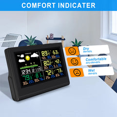 Station météo intelligente sans fil avec 3 capteurs, grand écran couleur, thermomètre et hygromètre numérique intérieur et extérieur pour le bureau et la maison