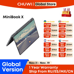 CHUWI MiniBook X Intel N150 10.51 pouces 2-en-1 tablette ordinateur portable 12GB LPDDR5 512G SSD Windows 11 ordinateurs portables Mini ordinateur portable 2K FHD WiFii 6