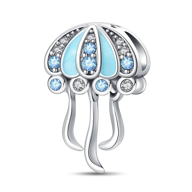 Pendentif de Collection d'écologie marine en argent Sterling 925, mignon, méduse, hippocampe, baleine et tortue, bijoux fins, cadeau de fête sur la plage