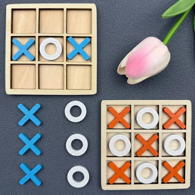 Jeu de puzzle Tic Tac Toe en bois pour deux joueurs, jeu de société interactif de logique et de stratégie, fête de famille, anniversaire, cadeau pour garçons et filles