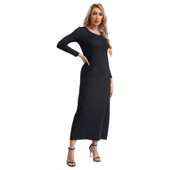 Femmes Abayas robe arabe islamique à manches longues prière musulmane dubaï caftan longues Robes ample basique Maxi robe longue dubaï caftan