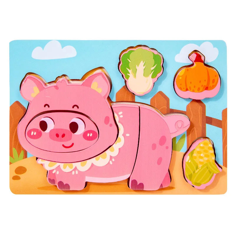 Puzzles en bois Montessori pour enfants, jouets Montessori pour tout-petits de 2 3 4 5 ans, Puzzle 3D, jouet éducatif dinosaure