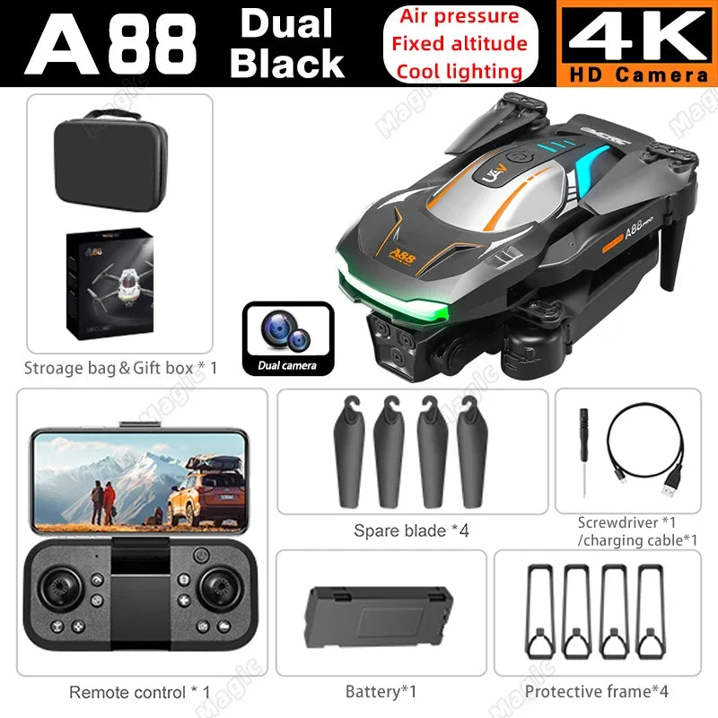 Mini importateur A88 avec caméra pour touristes 8K, haute définition, photographie aérienne professionnelle, GPS, évitement d'obstacles, quadrirotor, importateur de sécurité RC