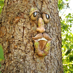 Décor de jardin enchanteur en résine avec visage d'arbre, matériaux de décoration, application multi-scènes, fantôme d'écorce, ornement de visage