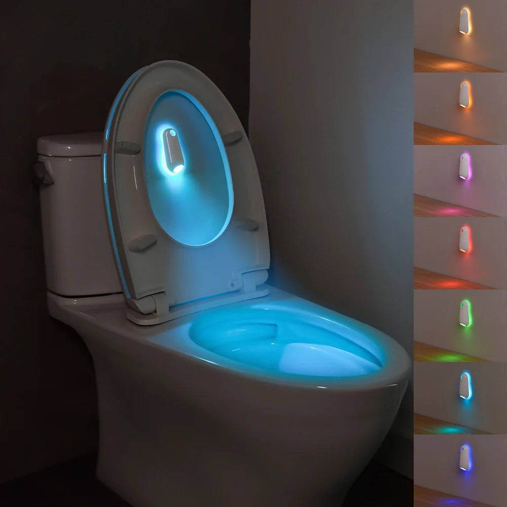 Capteur de mouvement intelligent veilleuse projecteur LED lumières de toilette USB Rechargeable lampe de pied colorée applique murale pour salle de bain couloir
