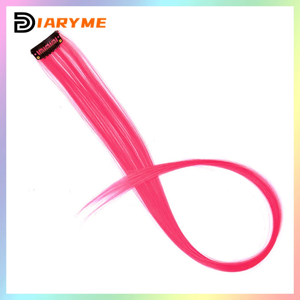 Colorful curly synthetic hair extensions for girls, long clip-in hairpiece, multicolored party strands, wig piece, for women and children