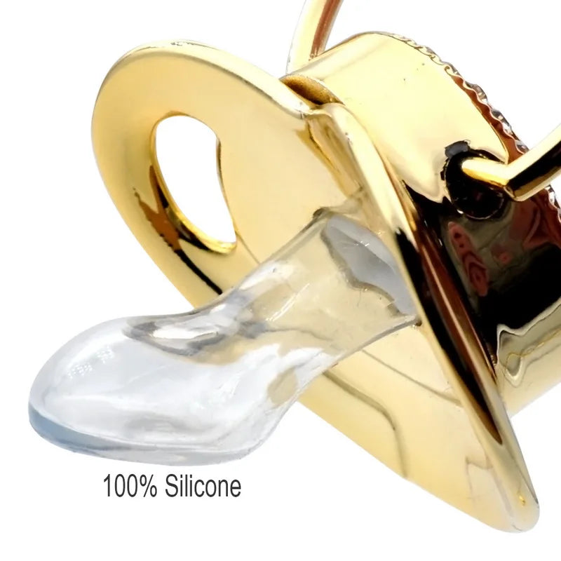 Sucette bébé Bling léopard or attache-sucette 24 nom lettre initiale sans BPA Silicone infantile mamelon factice sucette Chupete