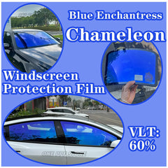 Film caméléon bleu 50/76/100cm, largeur 50/76/100cm, pour vitres de voiture, teinte Chanage, autocollant en verre, feuilles de protection décoratives solaires
