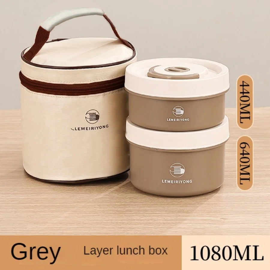 Boîte à déjeuner Portable, ensemble de conteneurs à déjeuner isolés, conteneur à déjeuner empilable Bento en acier inoxydable