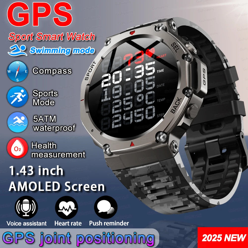 T-rex 3 Ultra GPS montre intelligente 5 ATM étanche intégré double bande GNSS boussole militaire 170 + Sport Smartwatch hommes 2025 nouvelle montre