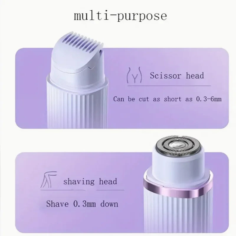 Rasoir électrique pour femmes, rasoir étanche pour cheveux humides et secs, Double tête 2 en 1, double Bikini, tondeuse à cheveux, tête détachable