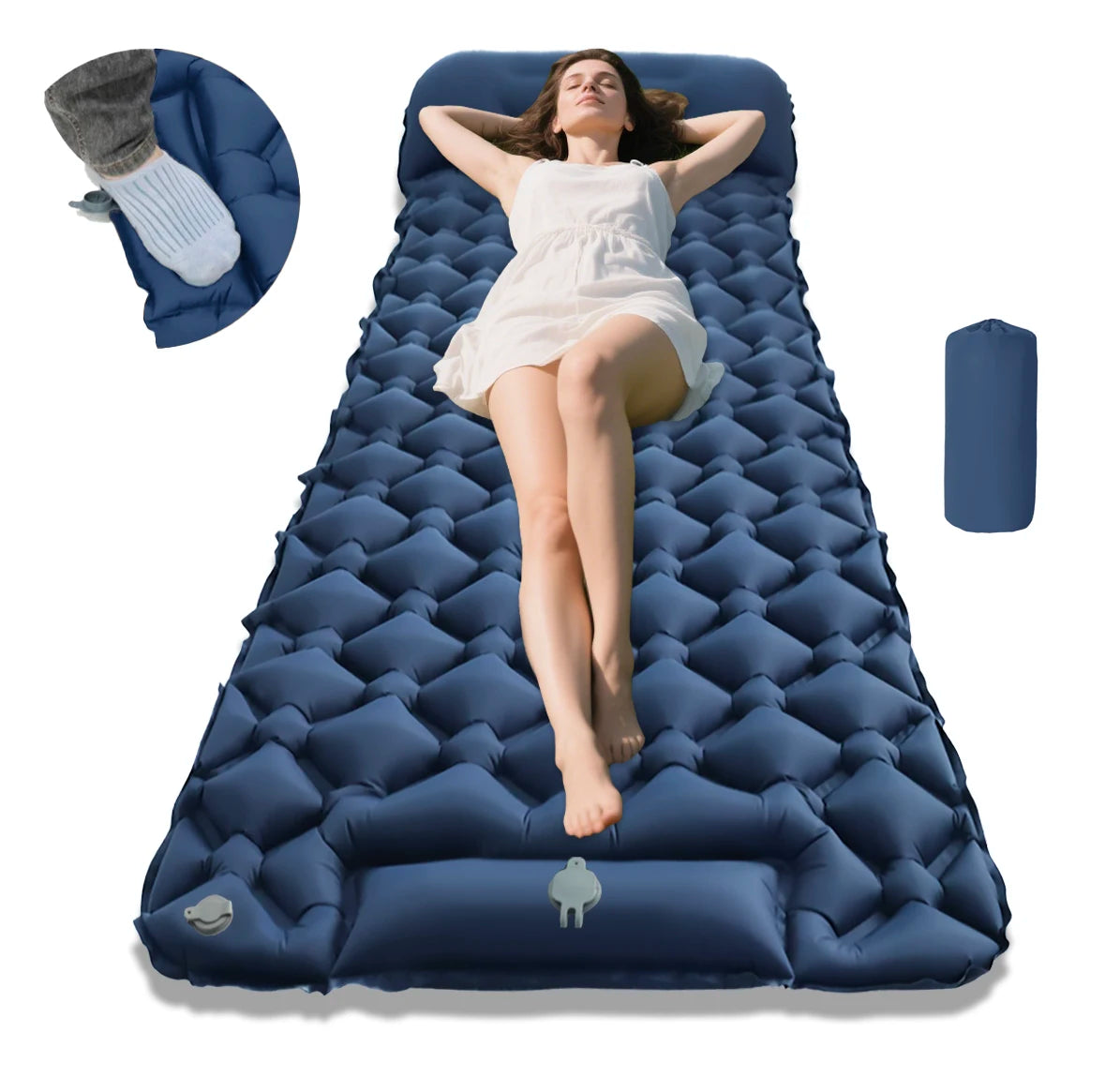 Nouveau matelas gonflable simple - Connectable, léger et portable pour le camping, les voyages, l'usage domestique - Expédition rapide!