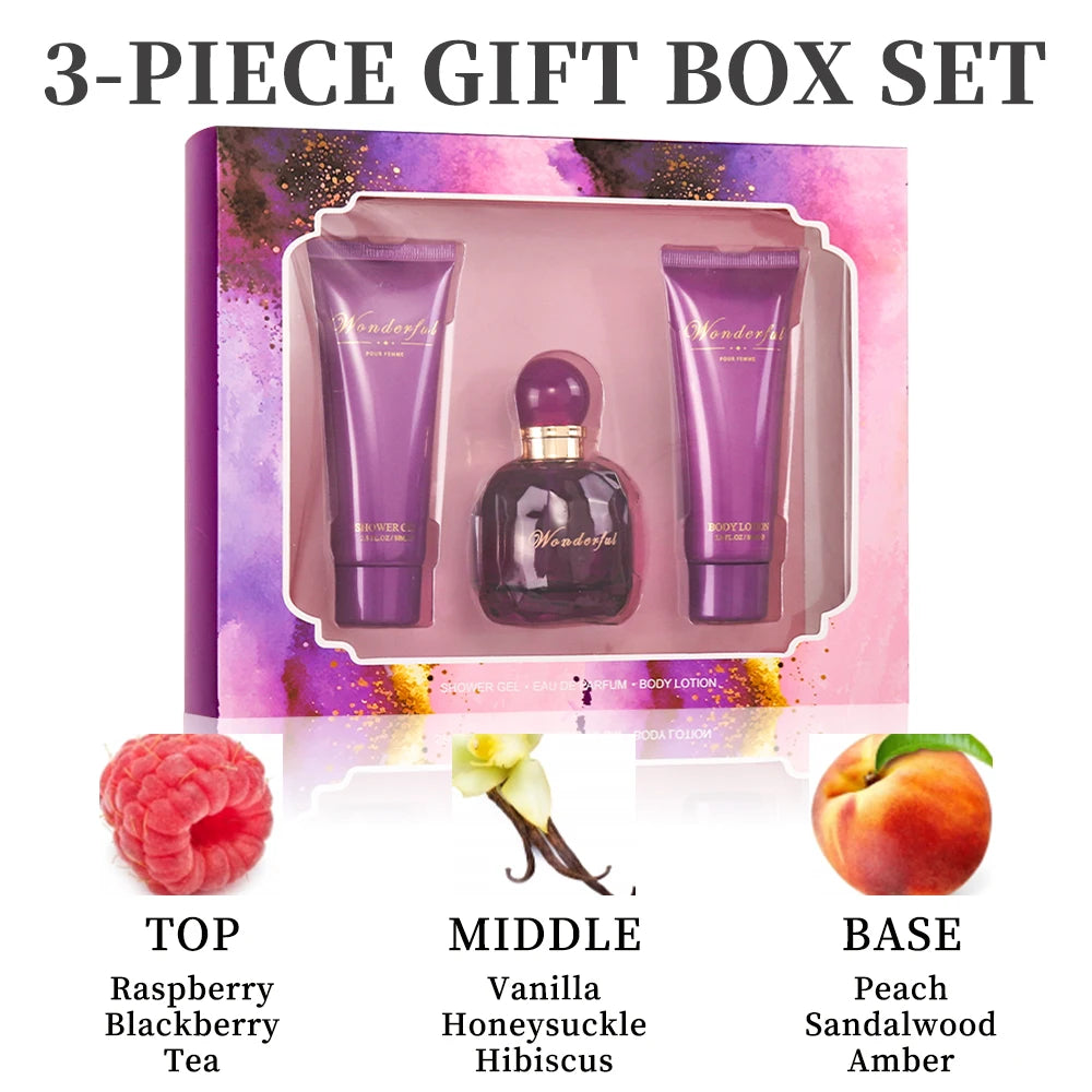 Coffret cadeau bain et corps pour femme et fille, 1,7 floz, vaporisateur d'eau de parfum 2,8 floz, gel douche 2,8 floz, gratitude Linge, parfum pour femme