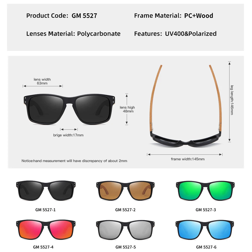XSW-Lunettes de soleil polarisées faites à la main en bois de hêtre pour hommes, lunettes de soleil de conduite en plein air, charnière renforcée, design de marque, 5527