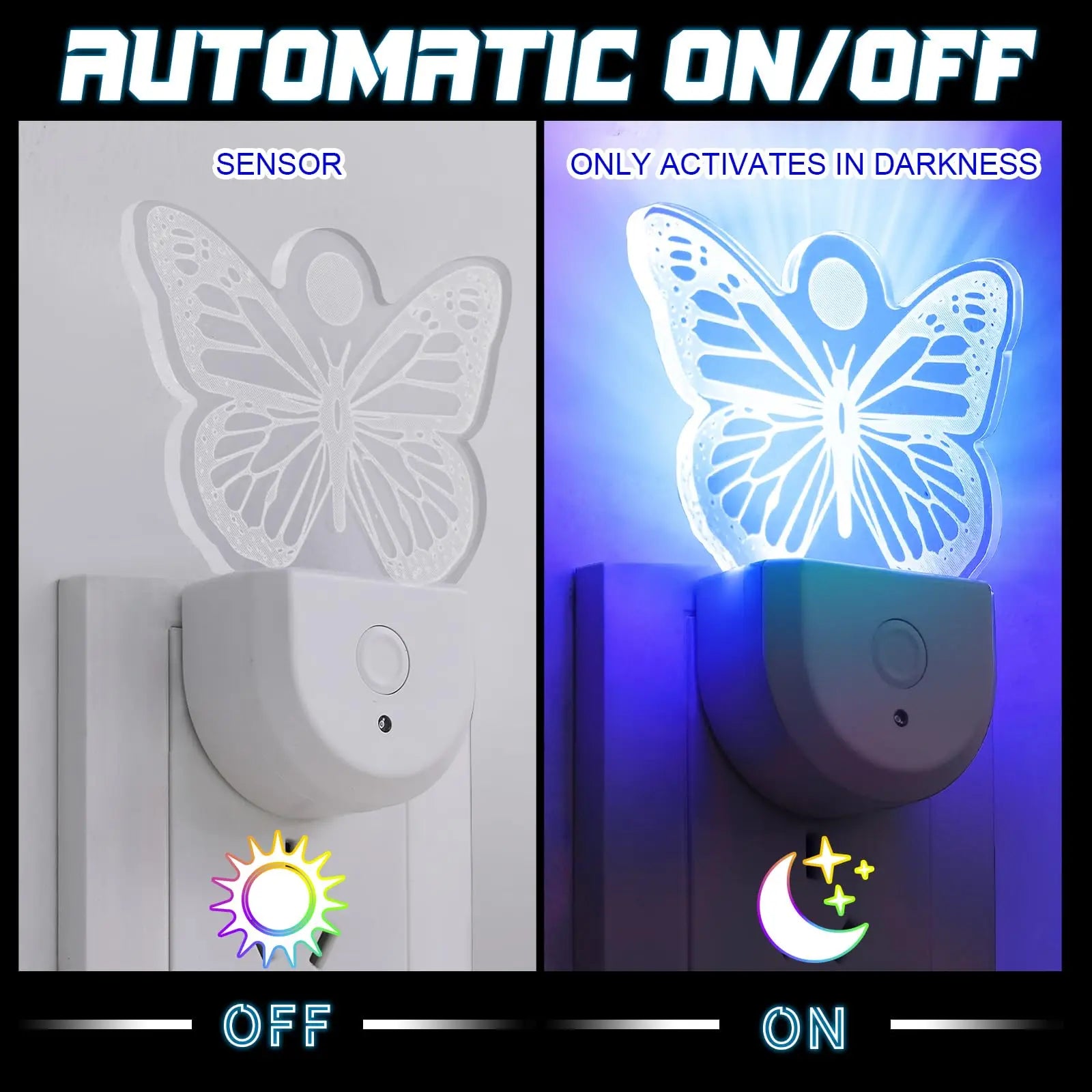 Veilleuse papillon pour enfants, applique murale à LED, RVB, 6 couleurs changeantes, veilleuse pour chambre d'enfant