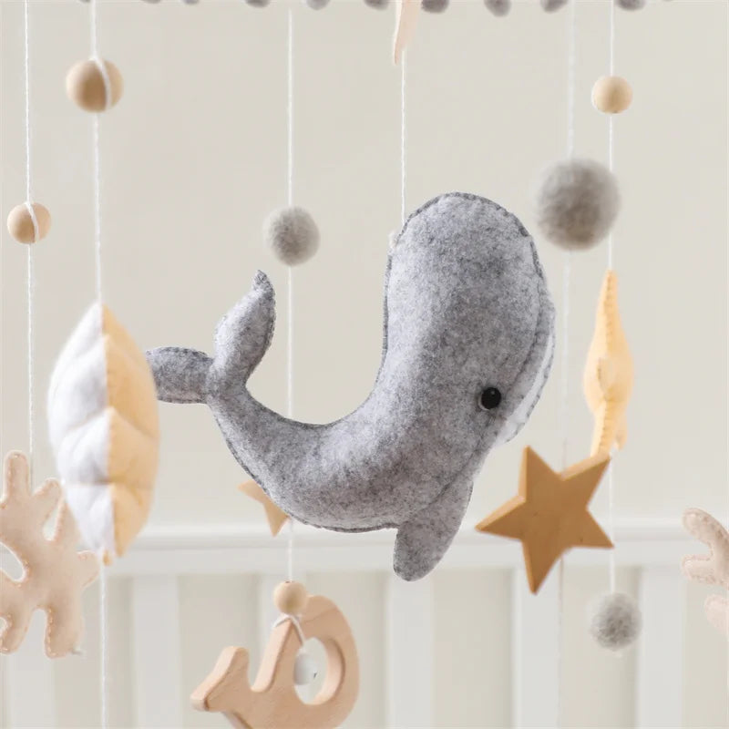 Hochets pour nouveau-né de 0 à 12 mois, jouets en feutre doux, cloche de lit de baleine, berceau Mobile suspendu, carrousel Musical, jouet pour garçons et filles, cadeau