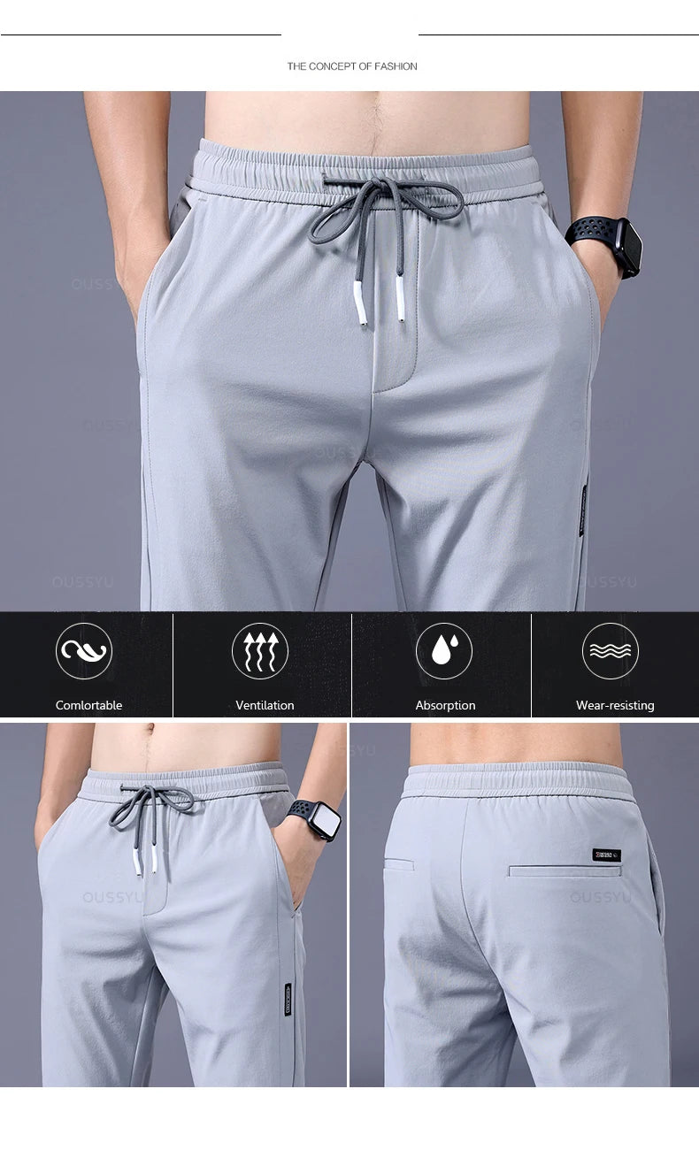 2025 Pantalon pour hommes printemps été nouveau mince vert couleur unie mode poche Applique pleine longueur Pantalon de travail décontracté Pantalon