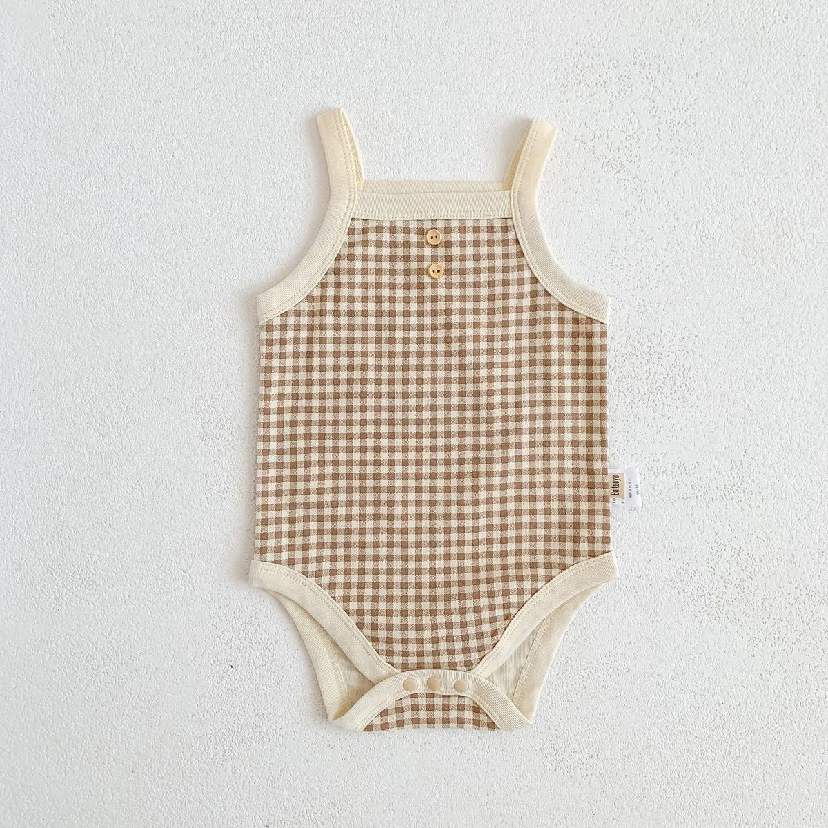 Summer Newborn Baby Girls Sleeveless Sling Plaid Outfits Soft Cotton Jumpsuits Infant Children's Sportswear Bodysuit