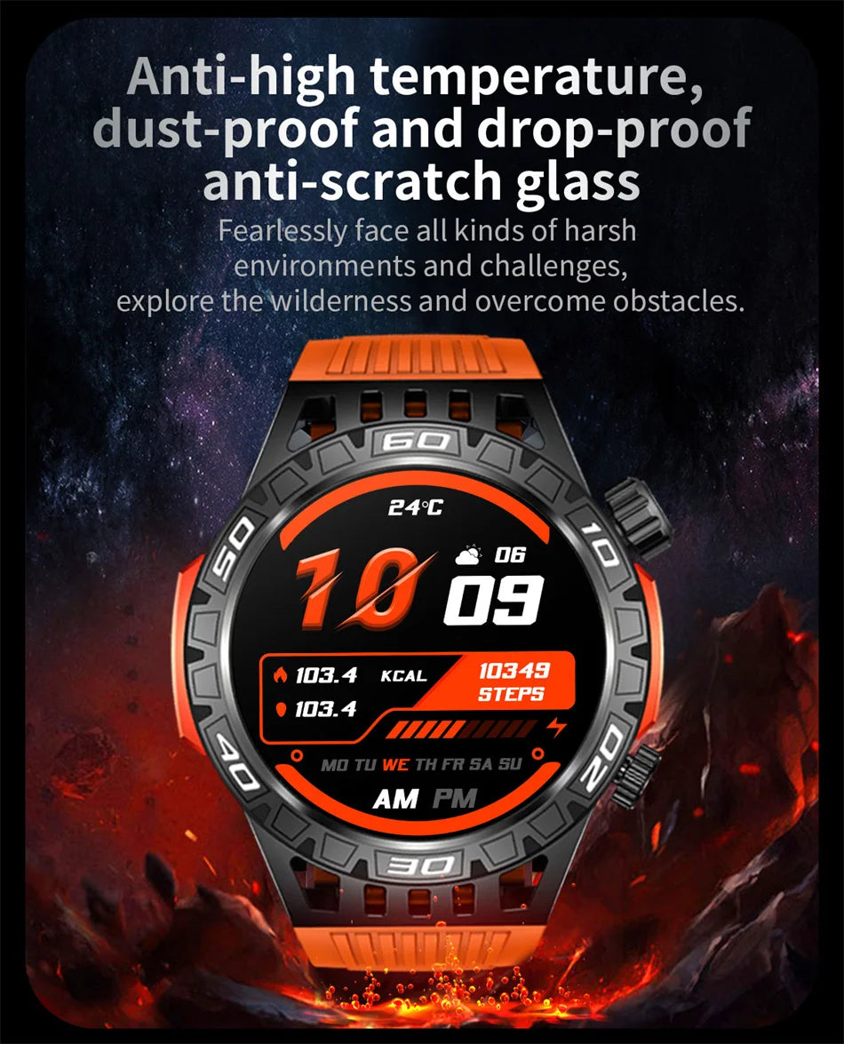 Montre intelligente étanche avec éclairage LED pour homme, boussole, tracker de fitness sportif, IP68, Bluetooth, conversation, Android, iOS