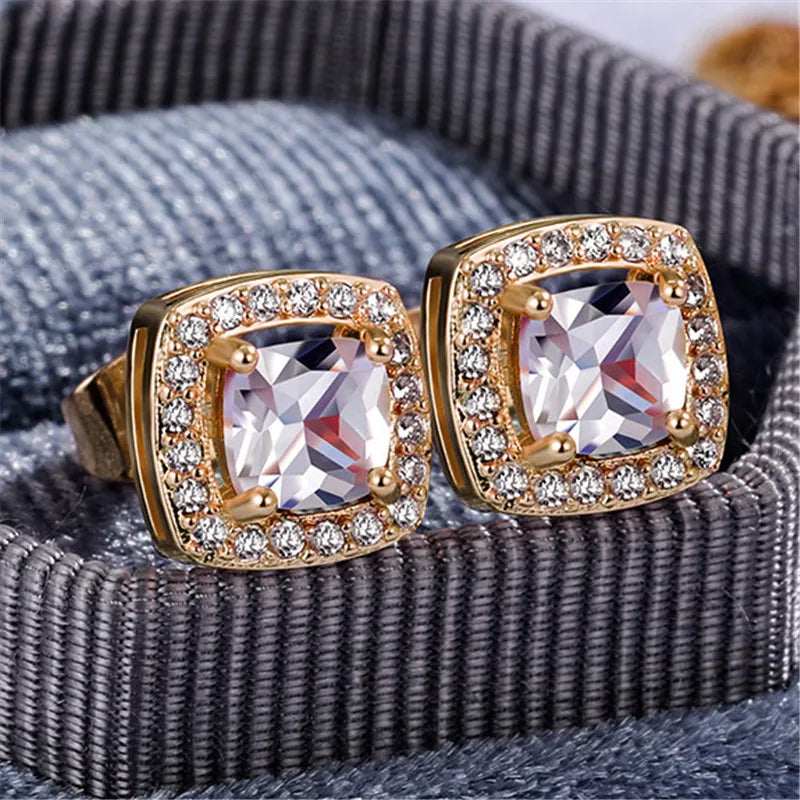 Boucles d'oreilles rondes en cristal pour femmes, argent regardé 925, bijoux de mariage vintage, luxe, blanc, Zcomprend sur pierre